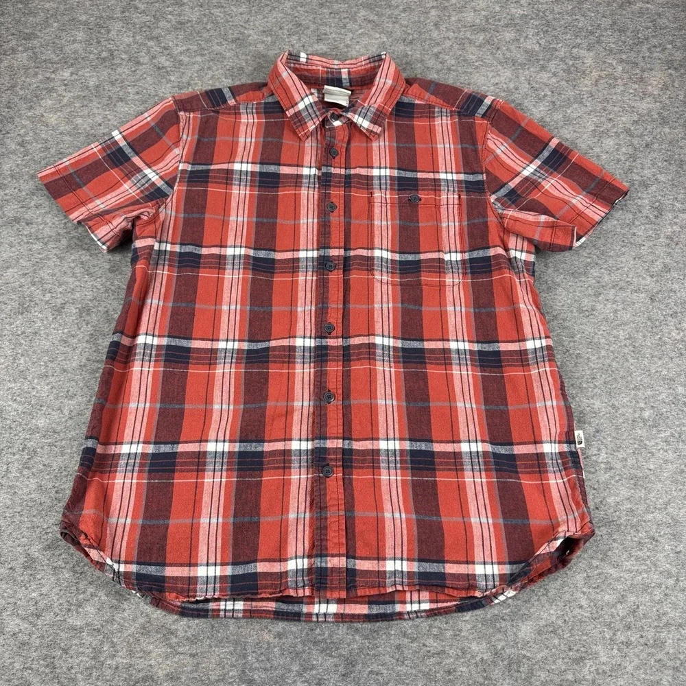 The North Face Loghill Button Up Shirt Plaid Cotton Hemp Mens Medium M